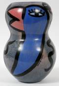 KOSTA BODA PAINTED GLASS VASE ULRICH 10 34H