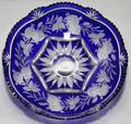 COBALT OVERLAY CRYSTAL BOWL H 3 14 DIA 14