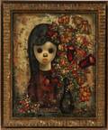 HUGO CASAR OIL ON CANVAS YOUNG GIRL WITH FLOWER