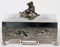 JAMES W TUFTS QUADRUPLE PLATE FIGURAL HUMIDOR