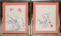 FLORAL PAINTINGS ON SILK PAIR 20TH C