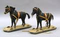 Pair of black felt horse pull toys