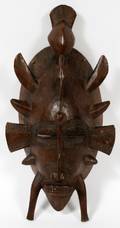 CARVED WOOD W AFRICAN SUNUFO CEREMONIAL MASK