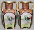 NIPPON PORCELAIN VASES PAIR H 6 34