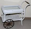 VICTORIAN WICKER TEA CART H 32 L 34 D 19