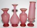 PINK SATIN GLASS VASES LATE 19TH CENTURY