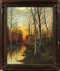 AMERICAN OIL FOREST WITH STREAM SUNSET