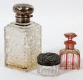 COLOGNE BOTTLES AND JAR 3 PCS