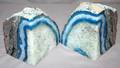 LIGHT BLUE AND WHITE POLISHED GEODE BOOKENDS