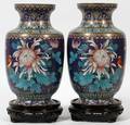 CHINESE CLOISONNE VASES MODERN PAIR H 12