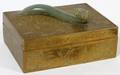 CHINESE BRASS BOX MOUNTED WITH A JADE BUCKLE