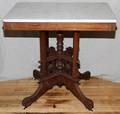 EASTLAKE CARVED MARBLE TOP TABLE LATE 19TH 30H