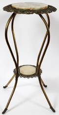 VICTORIAN ONYX  METAL PLANT STAND C1870 H 30