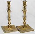 ANTIQUE BRASS CANDLESTICKS PAIR H 10 12