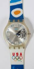 SWATCH 2004 USA OLYMPIC WATCH AND CLEAR CASE