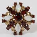 14 KT YELLOW OPAL  GARNET RING SIZE 7 34