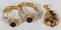 14KT GOLD  SAPPHIRE PENDANT PAIR OF EARRINGS