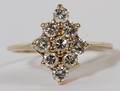CLUSTER DIAMOND AND 14 KT YELLOW GOLD RING