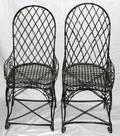 PAINTED METAL WIRE SIDE CHAIRS PAIR