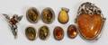 AMBER PIN PENDANTS 2  EARCLIPS 3 PAIRS