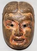 ASIAN CEREMONIAL MASK CARVED WOOD POLYCHROME