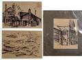 PRINTS THREE LOG HOMES AND LANDSCAPE