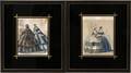 FRENCH FASHION LITHOGRAPHS PAIR C 1880