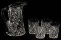 CUT CRYSTAL WATER PITCHER  GLASSES 5 PCS