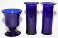 ENGLISH COBALT GLASS VASE  PAIR OF BEAKERS