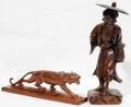 ASIAN CARVED ROSEWOOD TIGER  FIGURE OF A MAN