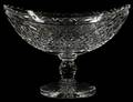 CUT CRYSTAL BOAT SHAPE COMPOTE H 9 L 13