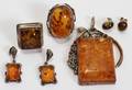 AMBER PENDANT RINGS 2  EARRINGS TWO PAIR