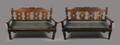 Pair of Continental Stained Pine Benches