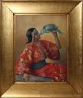 F CHARLET PRINT GIRL WITH BLUE PARROT