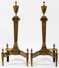 REGENCY STYLE BRONZE ANDIRONS PAIR H 25