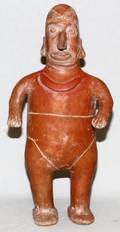 PRECOLUMBIAN POLYCHROME TERRA COTTA MALE FIGURE