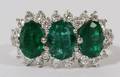 18KT WHITE GOLD NATURAL EMERALD  DIAMOND RING