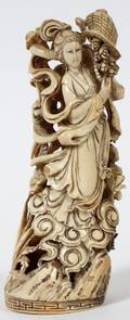 CHINESE IVORY GUANYIN AMONGST CLOUDS H 8