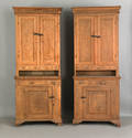 Two Pennsylvania painted Dutch cupboards dated 1821 and signed John Will Carpenter