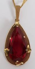 14KT YELLOW GOLD  18CT RUBY PENDANT  NECKLACE