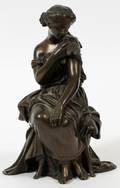 MAURAU BRONZE SCULPTURE YOUNG WOMAN WITH DOVE