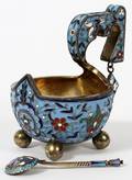 RUSSIAN SILVER GILT  ENAMEL KOVSH  A SPOON