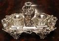 SHEFFIELD SILVER PLATE FOOTED INKWELL H 7