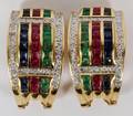 150CT RUBY SAPPHIRE EMERALD  DIAMOND EARRINGS