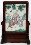 CHINESE HANDPAINTED PORCELAIN TABLE SCREEN