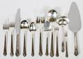 ONEIDA DAMASK ROSE STERLING FLATWARE 73 PIECES