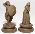 WEDGWOOD DRAB WARE KING  QUEEN CHESS FIGURES