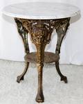 FRENCH STYLE PATINATED METAL TABLE W MARBLE TOP