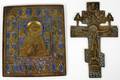 RUSSIAN BRONZE  ENAMEL ICON ORTHODOX CRUCIFIX