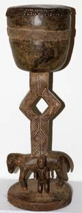 AFRICAN CONGO DRUM ON PEDESTAL